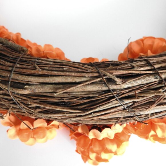 NWOT Twigs Faux Silk Orange Flowers Thanksgiving Wreath Fall Decor 16" - Picture 5 of 6